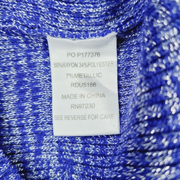 Almost Famous Sweater Dress Long Sleeve Women's Large Blue Midi Metallic Bodycon - Picture 11 of 11